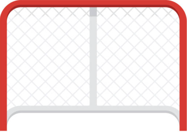 Hockey net showing where shots landed